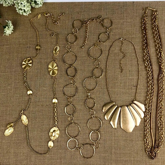 Chico's Jewelry - Chico’s Necklace Bundle Gold Tone Bib And Long